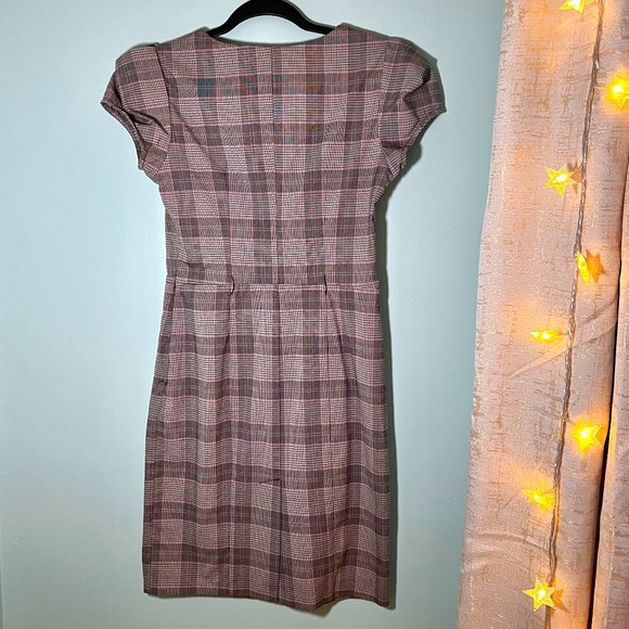 Rampage Plaid Square Neckline Cap Sleeve Dress - Juniors Size 3 or Women's 0-2 - Picture 2 of 4